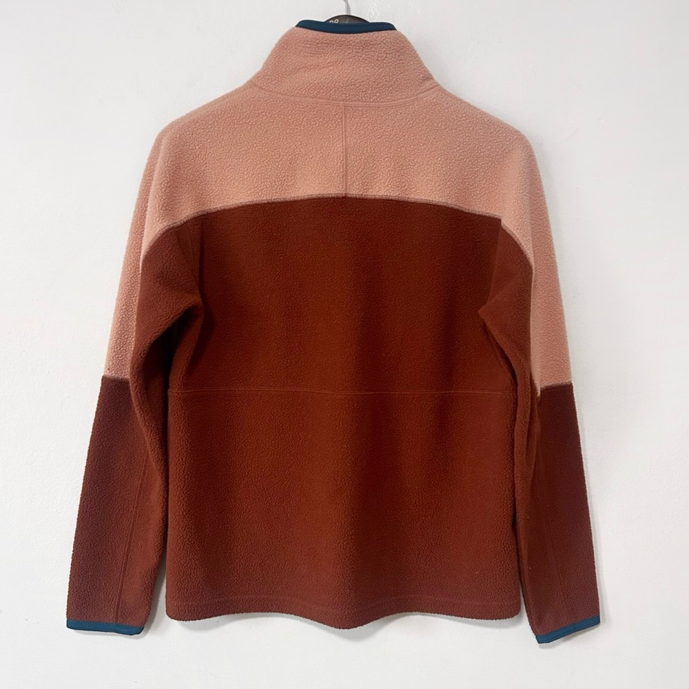 cotopaxi Rust Brown and Blush Pink Fleece Pullover with Teal Pocket - Picture 6 of 8